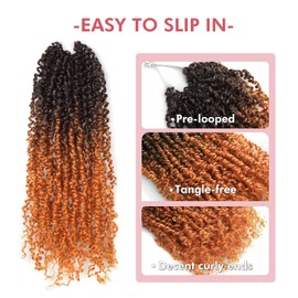 Pelokaa Yanky Twist Crochet Hair - 8 Inch 8 Packs (240 Strands) Ombre Orange Copper Pre-twisted Fluffy Spring Passion Micro Mini Twist, Pre-Looped Short Curly Crochet Braids (8 Inch, OT2/2735-8P)