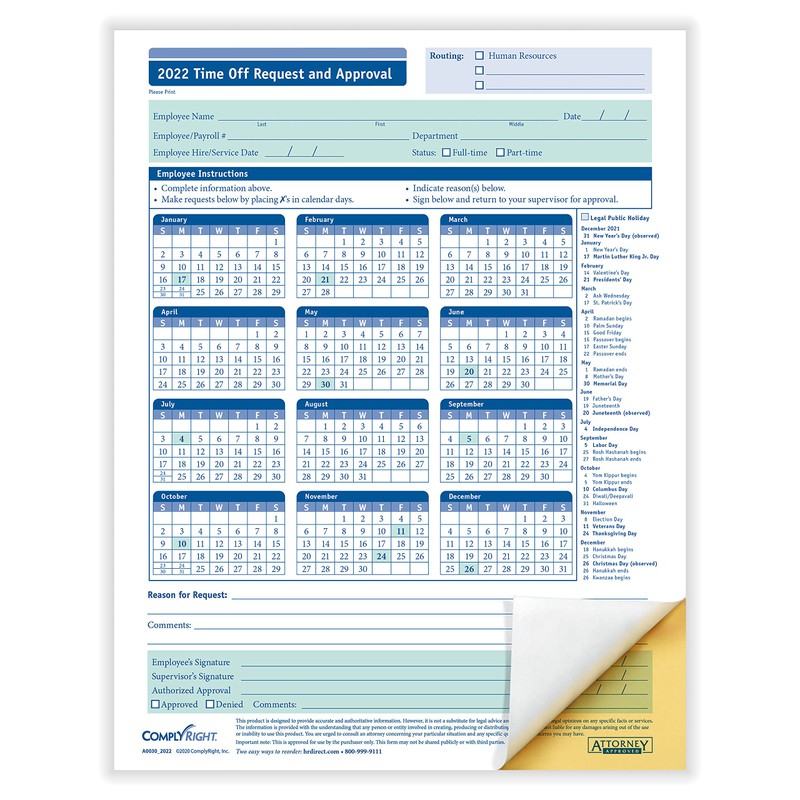 ComplyRight 2022 Attendance Tracking Kit (A0030, A1411W16PK25 & J1712)