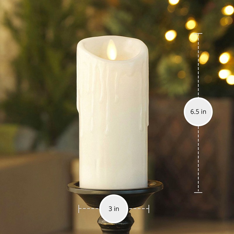 Luminara Wax Drip Flameless LED Candle, White 3" x 6.5",
