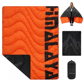 喜马拉雅 Lightweight Camping Blanket, Packable, Down Alternative, Puffy, Printed Wearable Blankets, Warm Camping Quilt with Snap Buttons for Outdoor, Travel, Hiking