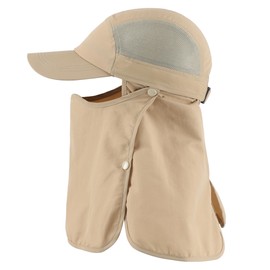 Connectyle Men's Sun Cap Adjustable UV Protection Fishing Hat Outdoor Breathable Baseball Cap with Face Neck Cover Flap Khaki