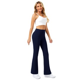 TOPYOGAS Womens Bootcut Yoga Pants High Waist Tummy Control Flare Leggings Wide Leg Sweatpants Yoga Pants Navy Blue