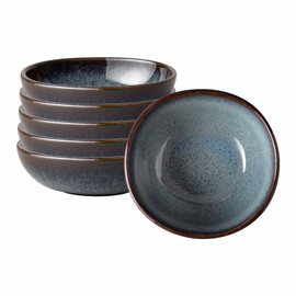Villeroy & Boch like. by Lave Gris Bowls, Set of 6, 60 ml, Bowl for Dips and Desserts, 10.5 x 10 x 3.5 cm, Stoneware, Grey