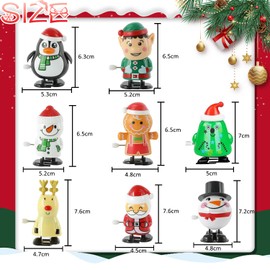 Christmas Wind-Up Toy, 8 Pieces Figures Clockwork Toy, Reindeer Wind-Up Toy, Snowman Wind Up Toy, Christmas Clock Movement Toy, Gift for Baby Children Funny Toy