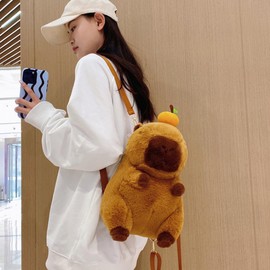 knictto Y2K Kawaii Capybara Plush Backpack for Women Funny Brown Travel Bag Casual Daypack for Gift Outdoor (Capybara)