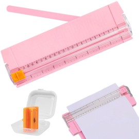 GUOYOU Paper Cutter, Portable Guillotine Paper Trimmer A4 with Automatic Security Safeguard and Side Ruler, Paper Trimmer Scrapbooking Tool, for Craft Paper, Coupon, Label and Cardstoc (Pink)