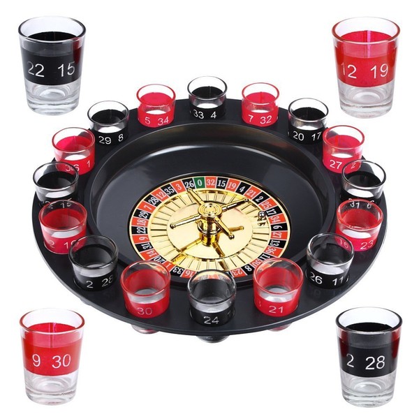Evelots Drinking Shot Glass Roulette Game-Casino Style-16 Shot Glasses Included