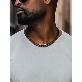 Black Gold Chains Hip Hop Men Cuban Miami Chain Necklace Stainless Steel Jewelry