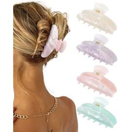 Coubeau 4 Stück Haarklammern–Große Haarklammern aus Acryl für dickes, dünnes HaarSstarke Halteklammern süße Rutschfeste Klammern stilvolles Haar-Accessoire für Frauen und Mädchen