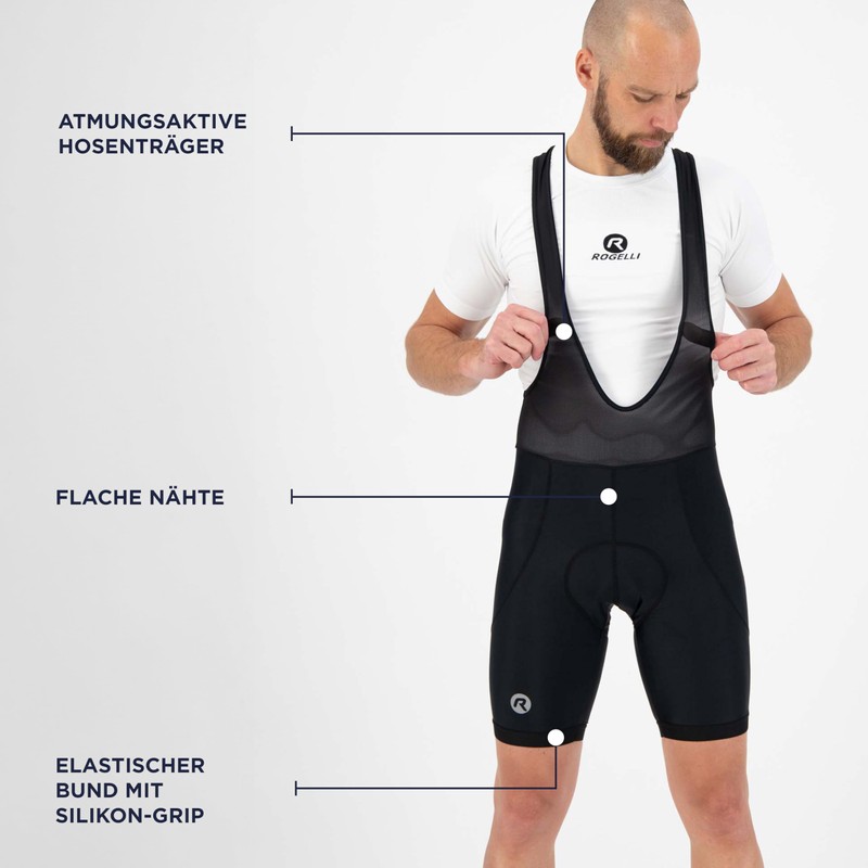 Rogelli Men's Basic Cycling Bib Shorts-Black, Medium