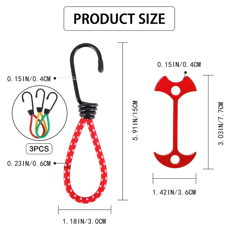 Eowppue 12Pcs Heavy-Duty Bungee Cords & Deck Plank Stakes Combo