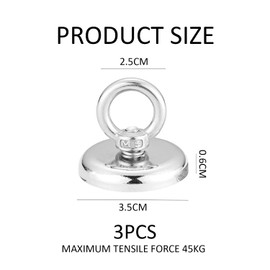 3 Pieces Of Powerful Magnets, Round Iron Suction Cups, Magnetic Metal Base, Ndfeb Magnets, Strong Magnetic Holder