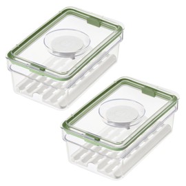 iDesign Medium Fridge Produce Bin with Removable Drainage Tray and Lid - Set of 2 - Clear