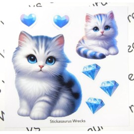 Stickasaurus Wrecks Candy Stripe Cats Blue Sticker Sheet