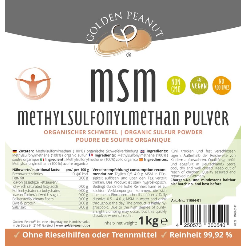 MSM Methylsulfonylmethane Powder – Food Grade 99,92% Clarity 1 kg Bag