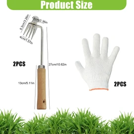 Pack of 2 Weeders, Manual Weeder Stainless Steel, Root Weeder with Wooden Handle, Gardening Hand Weeder with Handle, Manual Weeder Dandelion Puller, Digging, Gift for Gardeners Gardeners