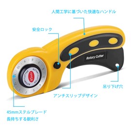 Rotary Cutter 45mm Ergonomic Rotary Cutter Leather Cutting Tool Rotary Fabric Cutter Sewing Sharpening Craft Handmade Sewing Quilting Fabric Paper Leather Rotary Cutter Tool Sewing Tool