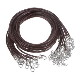 HARFINGTON 10pcs Waxed Cotton Necklace Cord, 23 Inches, 2mm Dia, Dark Brown