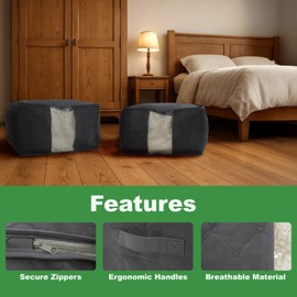 Libbi Lou Set of 3 Underbed Storage Boxes – 90L Foldable Clothes Organiser with Handles & Clear Window – Breathable Fabric Storage Box for Bedding, Duvets, Clothing & More – 60x43x35cm