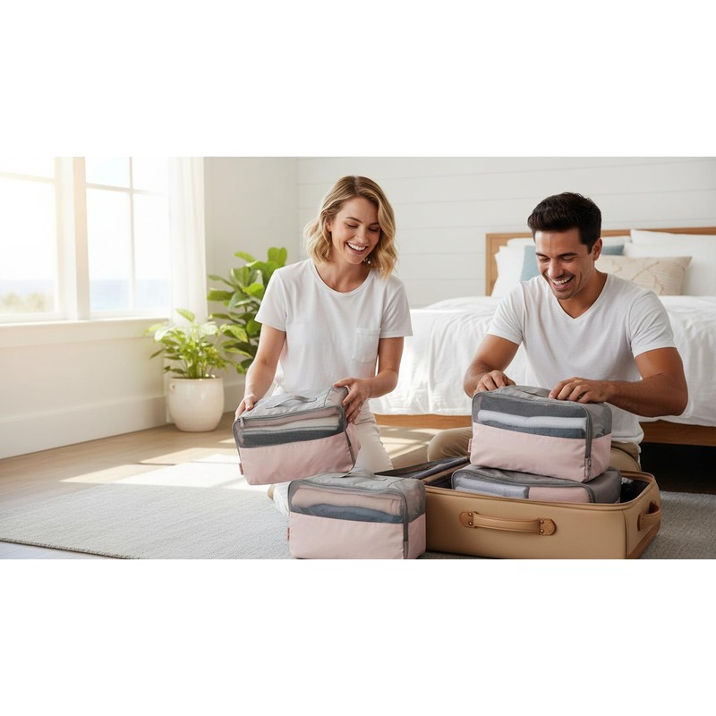 Packing Cubes, 6-Piece, Pink, Solid
