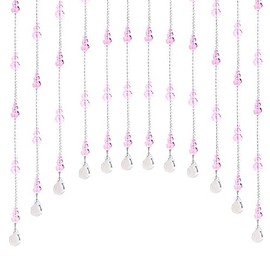 Chinflly Crystal Curtain Bead,20 Strings Arched Curtain Door String Curtain Crystal Partition Curtain Beaded Curtains for Living Room Bedroom Door Parts Home Decoration,Pink