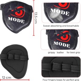 LETHAL MODE Leather Gym Grips – Leather Palm for Weight Lifting, CrossFit, Workout & Cycling – Fingerless, Durable & Comfortable Grips for Men & Women (D2, L/XL)