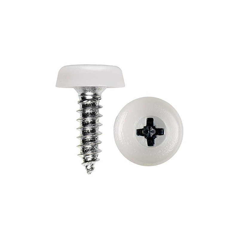BEK-FIX Number Plate Fixing Fitting Oversized Screws 2x White 2x