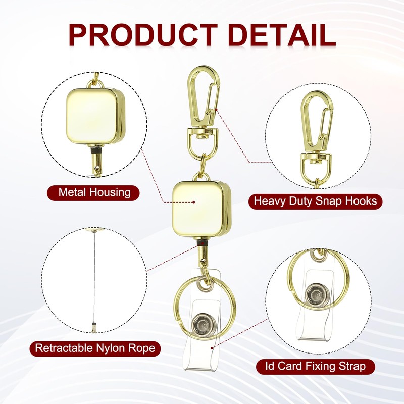 PATIKIL 2Pack Retractable Keychain, Metal Badge Reels Retractable Badge Holder