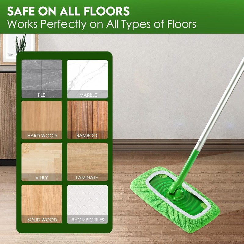 8PCS Reusable Microfiber Mop Pads Washable Wet Pads Compatible with