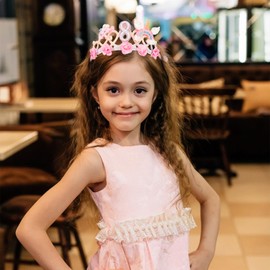 SuPoo 8th Birthday Headband Flower Birthday Crown for Girls Princess Tiara 8th Birthday Decorations for Girl Hair Band Cute 8 Year Old Birthday Party Decorations Accessory