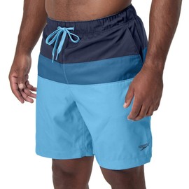 Speedo Men's Swim Trunks - Casual Beach Swimwear - Quick Dry - Elastic Waist with Drawstring (Blue, L)