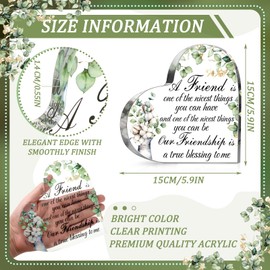 Spiareal Friends Gifts for Women Friendship Bestie Plaque Thanksgiving Christmas Best Flower Sister Birthday Thank You Gift for Female Acrylic Friendship(Eucalyptus)