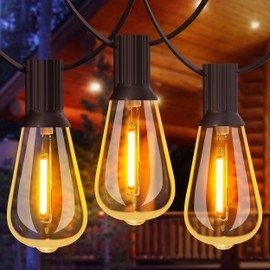 String Lights for Outside 120FT, 60+4 Pcs Vintage Bulbs LED Outdoor Edison String Lights Waterproof, Shatterproof Connectable Patio Lights Outdoor, Dimmable Hanging String Lights for Backyard,Bistro