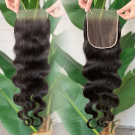 MEODI 5x5 Skinlike HD Lace Closure Only, Body Wave Human Hair 14 Inch