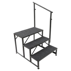 RV Steps with Handrail, RV Stairs Step Ladder, Hot Tub Steps, Porch Steps with Handrails, Swimming Pool Ladder Above Ground, Stairs Steps for Home RV Camper Porch (Type C, 3 Step-Single Handrail)