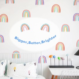 Watercolor Rainbow Wall Decals for Girls Bedroom 72 Pcs, Rainbow Stickers Bigger Size for Wall Mural Vinyl Peel and Stick DIY Decorations (12 Sheets)
