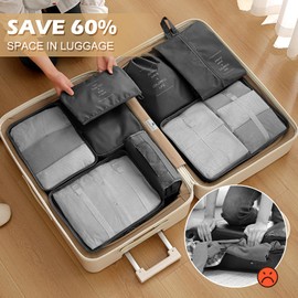 Packing Cubes for Suitcases, 13PCS Multifunction Luggage Suitcase Organiser Bags, Waterproof Travel Packing Cubes for Backpack, Essential Travel Cubes Clothes Shoes Storage Bags (Black)