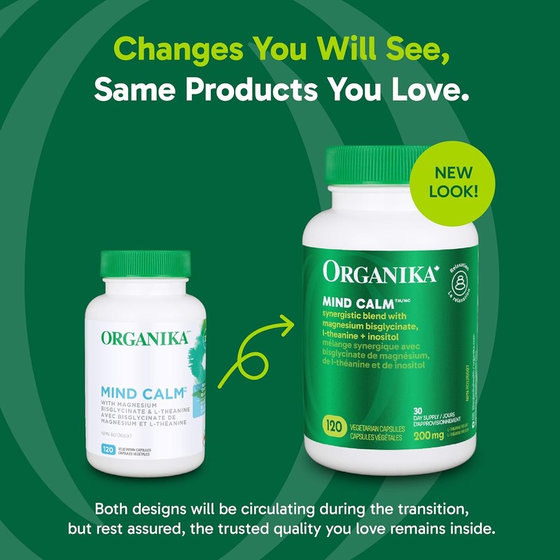 Organika Canadian-Made Mind Calm- with Magnesium Bisglycinate, L-Theanine, GABA, Inositol-