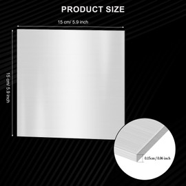 2PACK 6 x 6 x 1/16 Inch 304 Stainless Steel Sheets - 1/16 inch Thickness Stainless Steel Shim Plates Metal Sheets for Kitchen DIY Craft Making (152 x 152 x 1.5 mm)