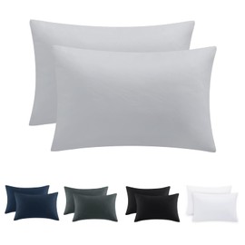 Tifschlaf Light Grey Pillowcases 2 Pack - Standard Size Pillow Covers Pack of 2 - Bedding Pillow Cases 2 Pack with Envelope Closure, 100% Brushed Microfiber, 50x75 cm