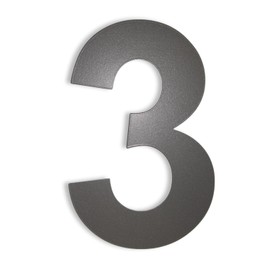 KTC-HOME - Premium House Number Iron Glimmer with Mounting Material - Powder Coated - Arial - Height 20 cm - DB 703 - Rustproof & Weatherproof House Number Plate - House Number 3 -