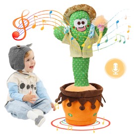 Emoin Dancing Cactus Toy Boy Girl Gifts, Baby Cactus Toy Talking Singing Mimicking Plush Toy with Light Up, Infant Toddler Toys Kids Interactive Musical Toys for Baby 15S Record Your Sound