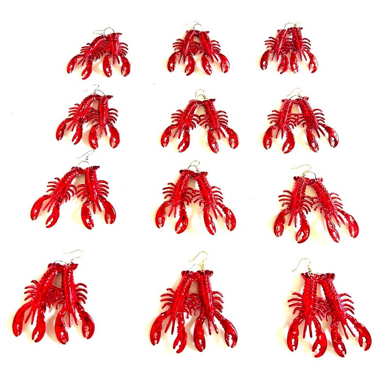 GZYSSL 12 Pcs Mardi Gras Red Carwfish Earring Pendant Decoration