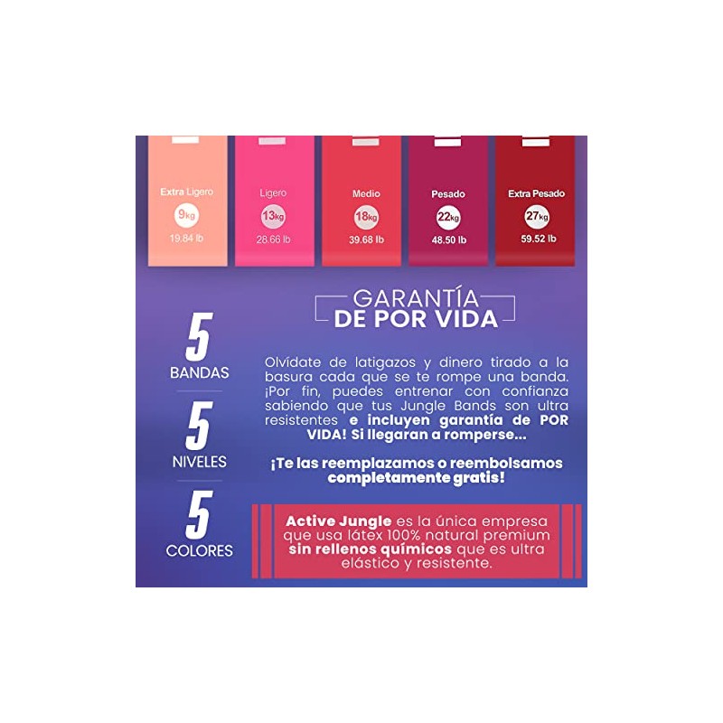 Kit 5 Bandas de Resistencia con Bolsa de Viaje, Cinta