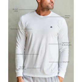 INTO THE AM Premium Long Sleeve Shirts for Men Casual Work Sun Protection Plain T-Shirts for Gym Construction (Navy, Large)