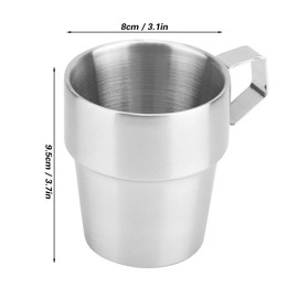 Stackable Coffee Cups with Stand, Set of 4 Espresso Cups Made of Stainless Steel with Drink Holder for Coffee Cocoa Latte Milk Tea