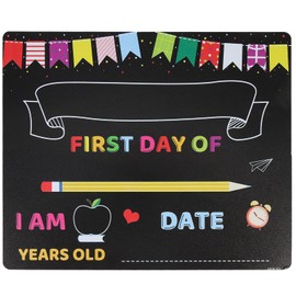 NUOBESTY Erasable Chalk Board First Day and Last Day of School Chalkboard Sign, Back to School Board Double Sided First Day of School Photo Prop Sign for Kids, Girls& Boys Wooden Chalkboard