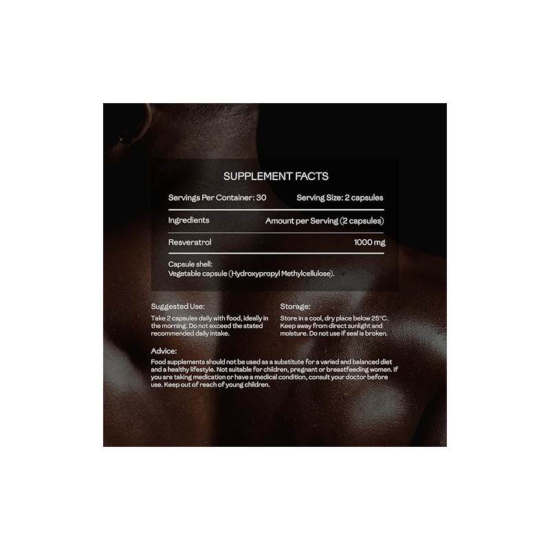 Resveratrol 500mg – 60 Vegan Capsules – 1 Month Supply