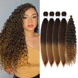 Auburn to Honey Blonde Boho Pre Stretched Braiding Hair 26" 5 Pack