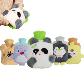 MHwan Hot Water Bottle, Plush Fluffy Hot Water Bottle Children Adults, 1 Litre Cute and Cuddly Panda Hot Water Bottle Animal, Safe, Explosion-proof and Leak-Proof, Removable for Cleaning